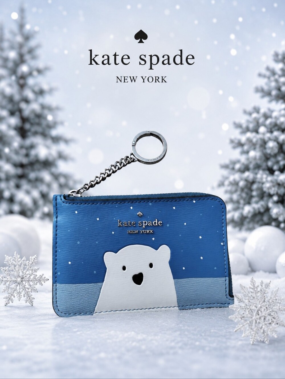 Kate Spade Polar Bear Card Holder Keychain